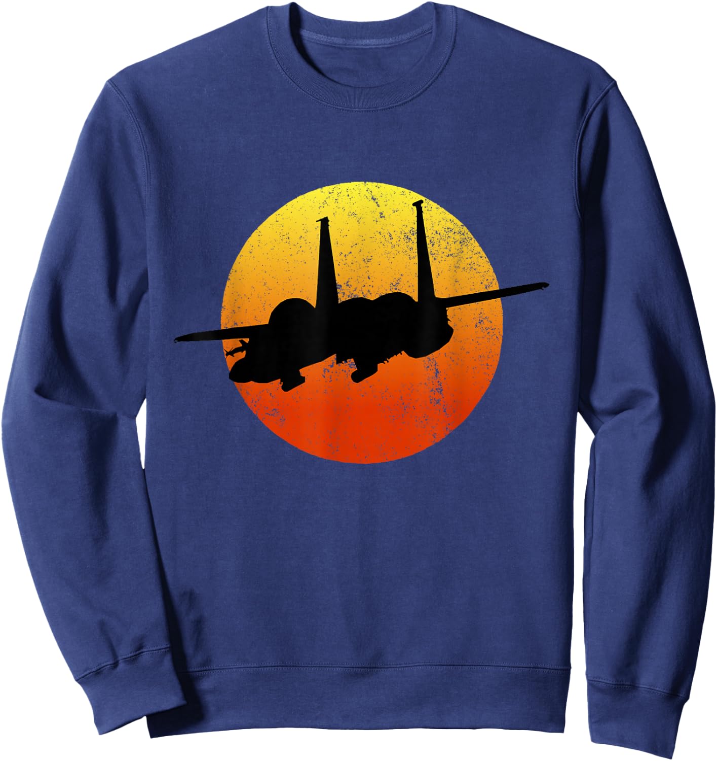 F-15 Eagle Silhouette Retro Sunset Jet Flies F15 Sweatshirt - Sweatshirt | Navy