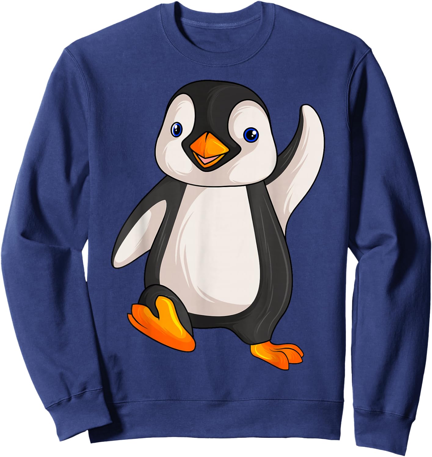 Funny Penguin Apparel Gift Ideas -Adults Kids Children Birthday Gift Penguin Animal Print Black Small Classic Fit Short Sleeve Sweatshirt - Sweatshirt | Navy