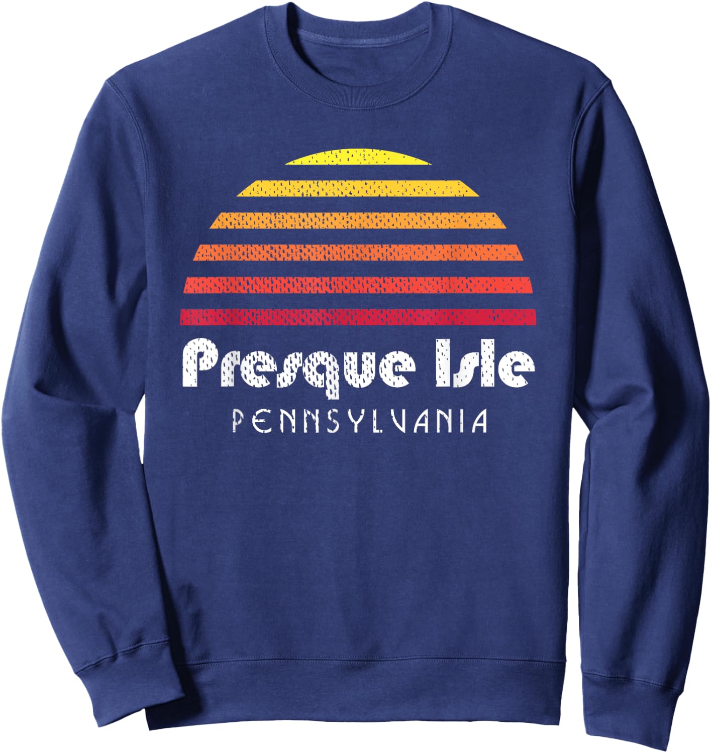 Presque Isle Erie Pa Sunset Retro Sweatshirt - Sweatshirt | Navy