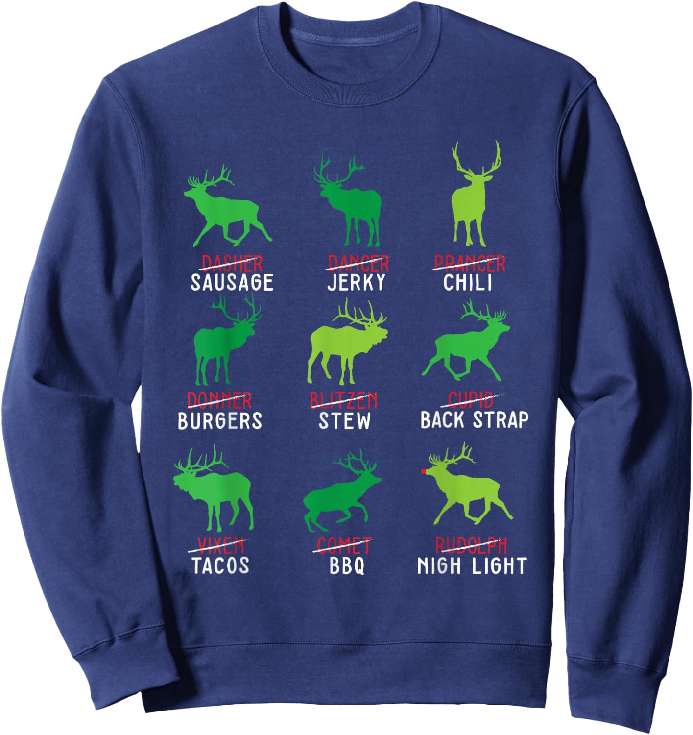 Funny Christmas Deer Bow Hunting Santa Christmas Sweatshirt - Sweatshirt | Navy