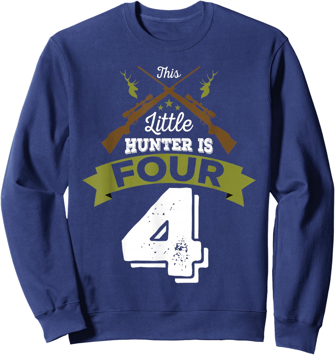 4th Birthday Deer Hunter Gift Boys Girls | 4 years old Sweatshirt - Sweatshirt | Navy