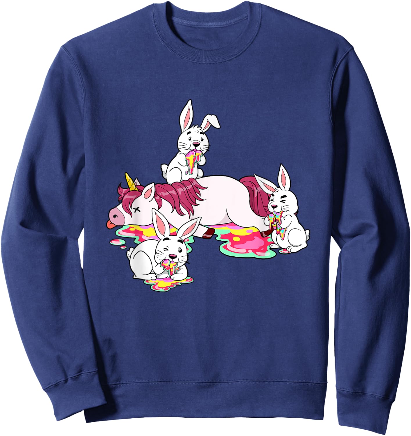 Unicorn Massacre Easter Bunny Killer Rabbit Hare Carnage Sweatshirt - Sweatshirt | Navy