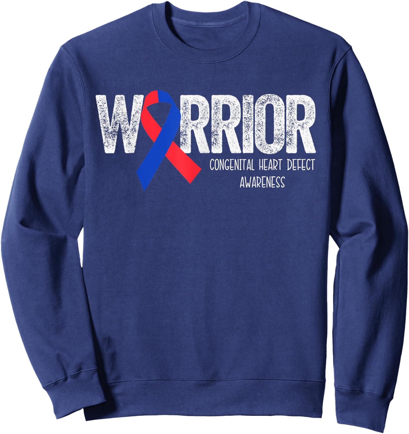 Warrior CHD Congenital Heart Defect Awareness Month Surgery Sweatshirt - Sweatshirt | Navy