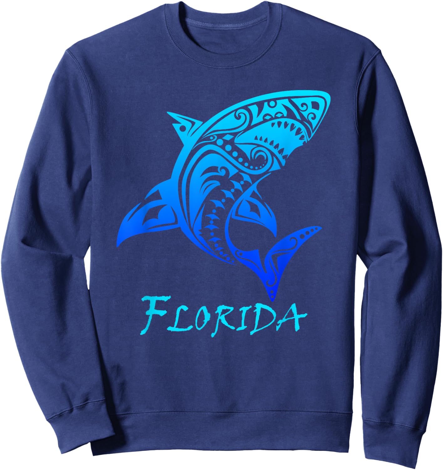 Florida Vacation Vintage Retro Shark Sweatshirt - Sweatshirt | Navy