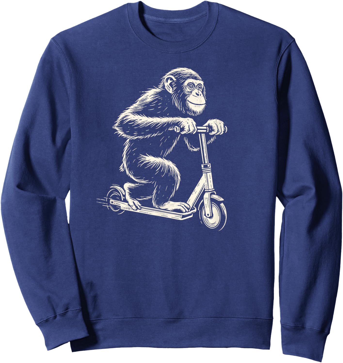 Chimpanzee On An E-Scooter Monkey Sweatshirt - Sweatshirt | Navy