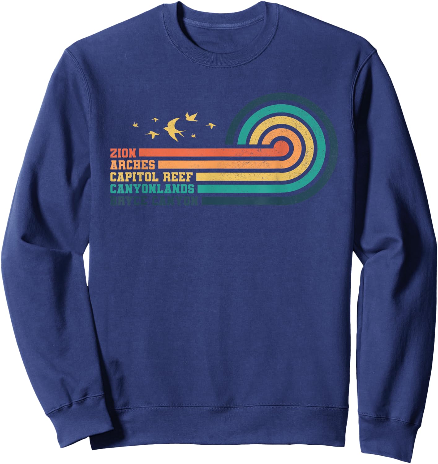Vintage Moab Souvenir Big 5 Utah Mighty Five National Park Sweatshirt - Sweatshirt | Navy