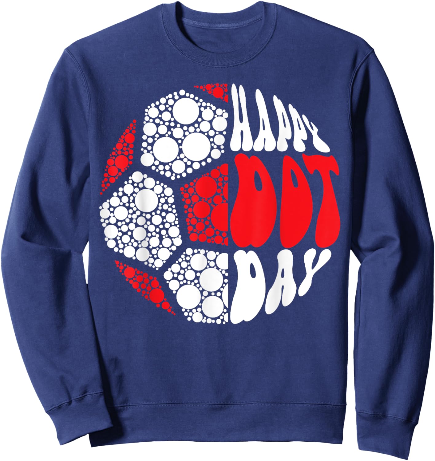 Retro Groovy Soccer Ball With Polka Dots Happy Dot Day Boy Sweatshirt - Sweatshirt | Navy