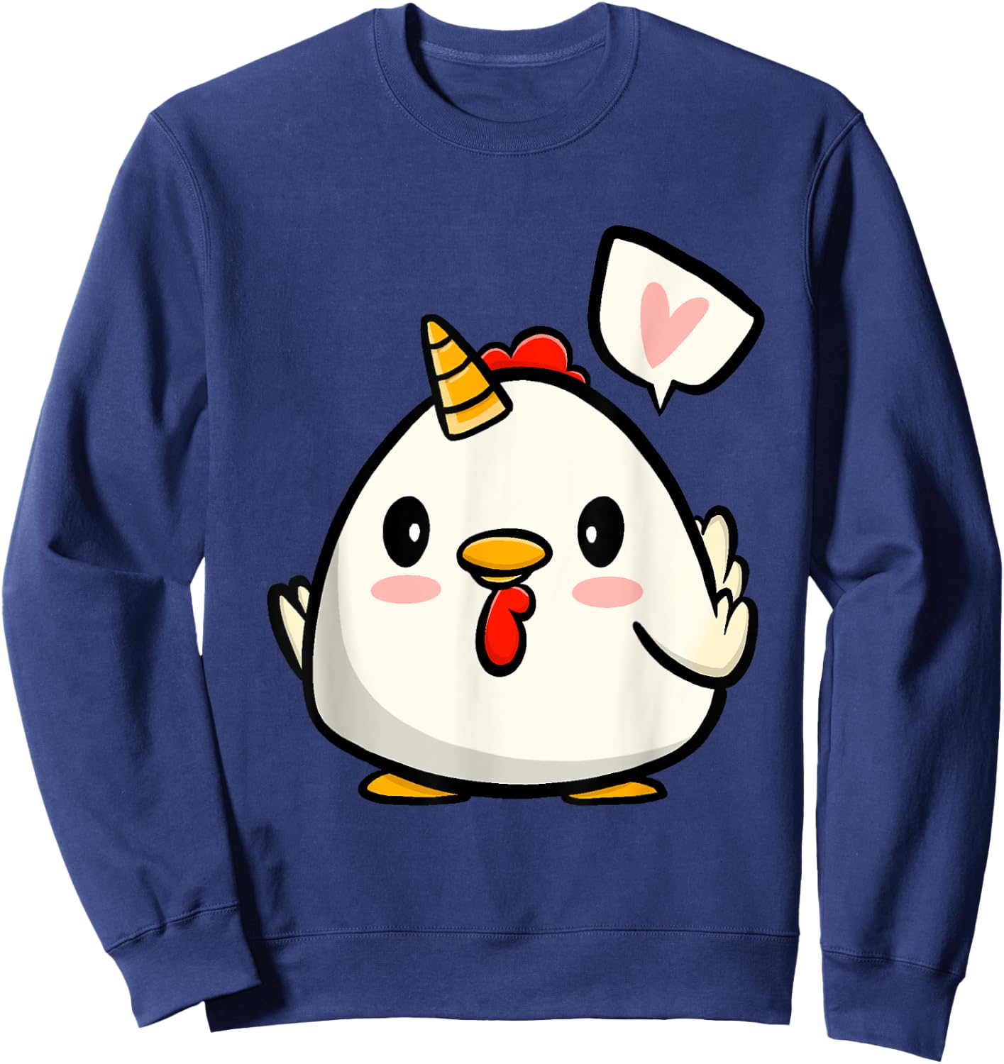 Funny Chicken Unicorn Lover Illustration Farmer Sweatshirt - Sweatshirt | Navy