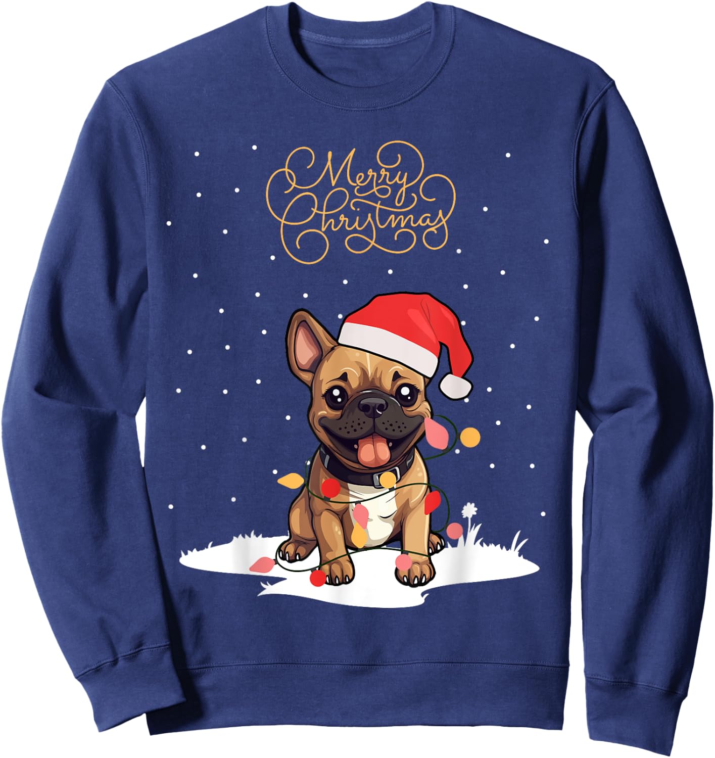 Santa Xmas Frenchie Merry Christmas French Bulldog Puppy Women Kids Sweatshirt - Sweatshirt | Navy