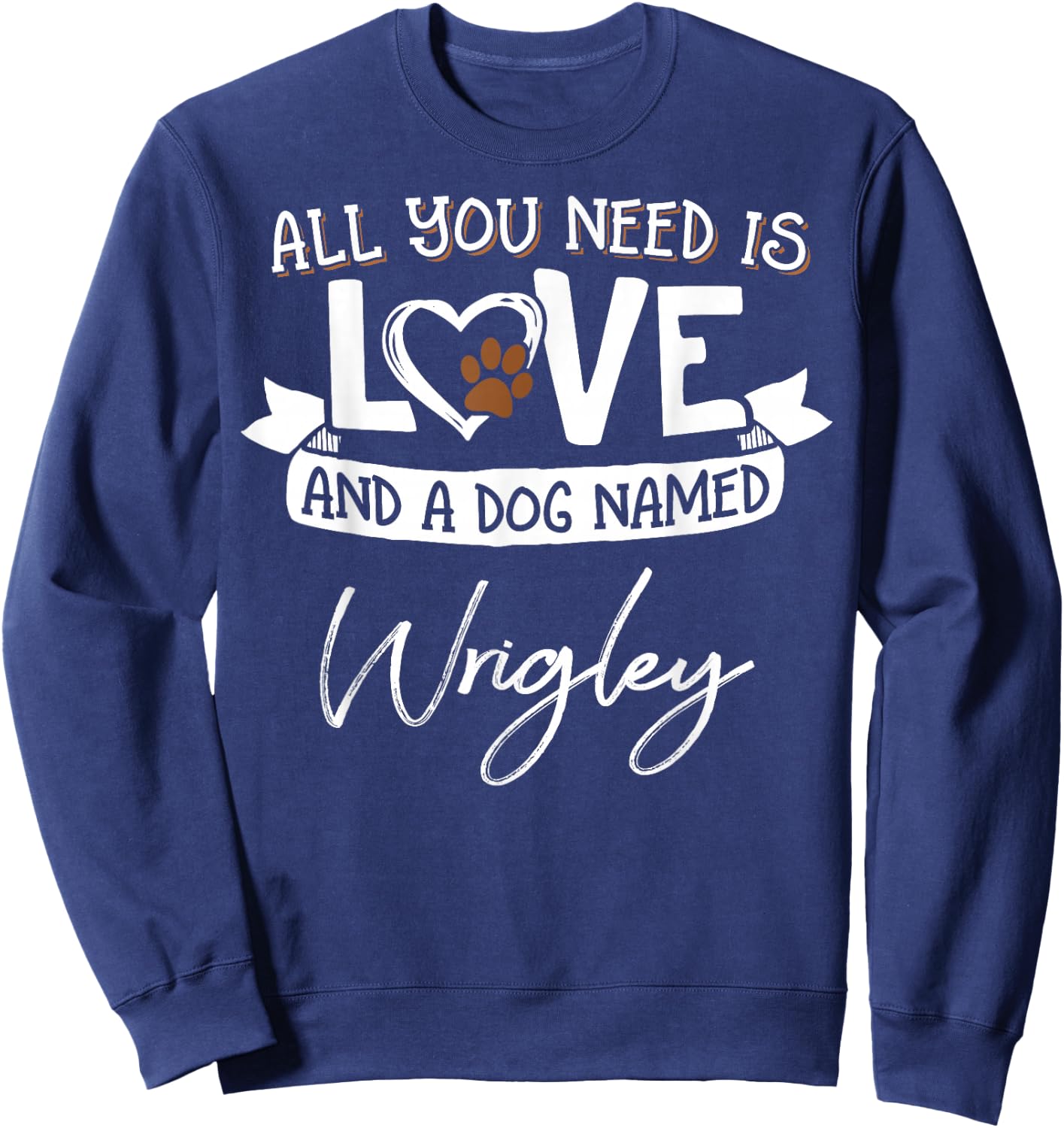 Cute Dog Named Wrigley Design and Men Sweatshirt - Sweatshirt | Navy
