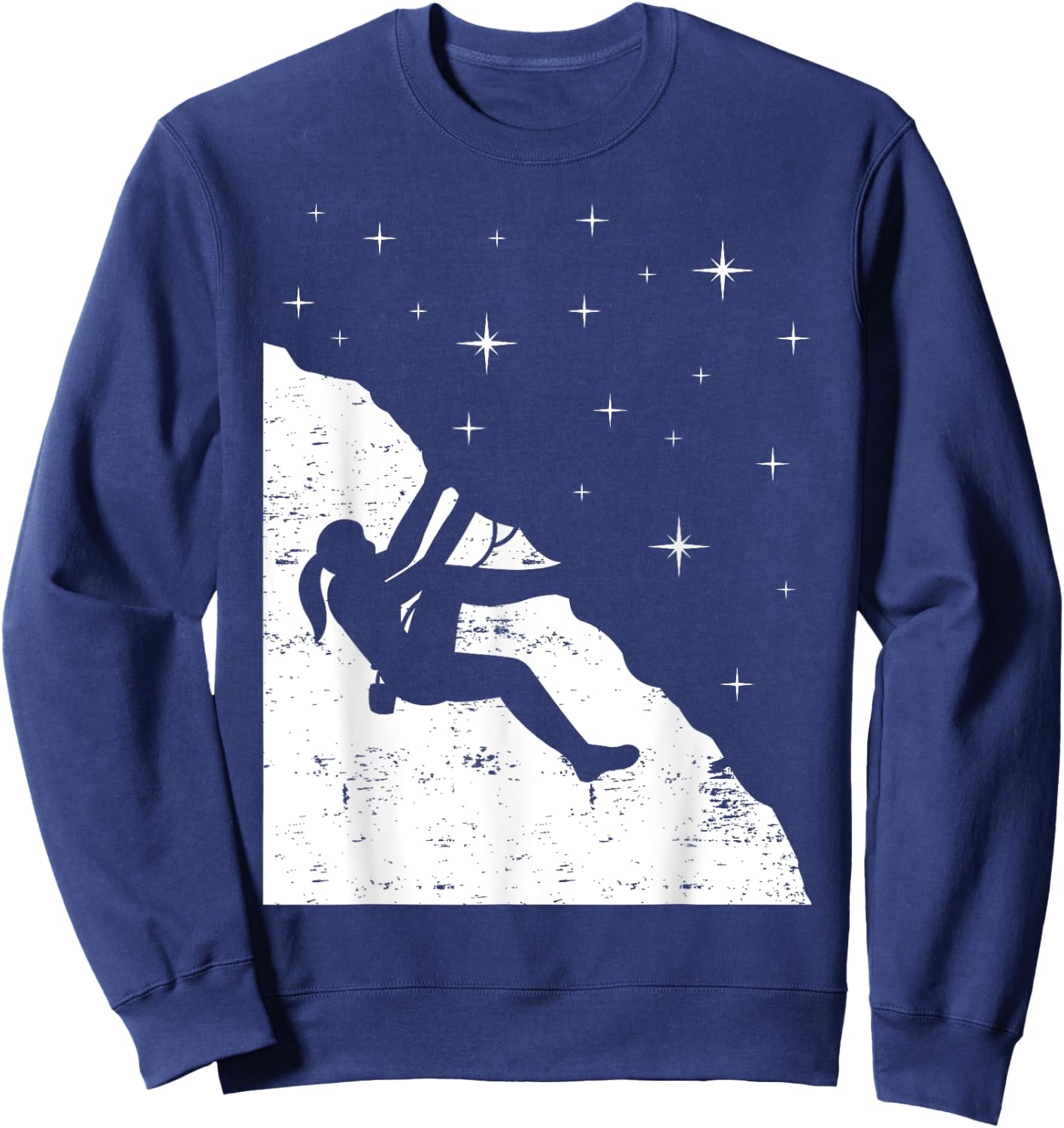 Rock Climbing Mountain Climber Bouldering I Girl Sky Stars Sweatshirt - Sweatshirt | Navy