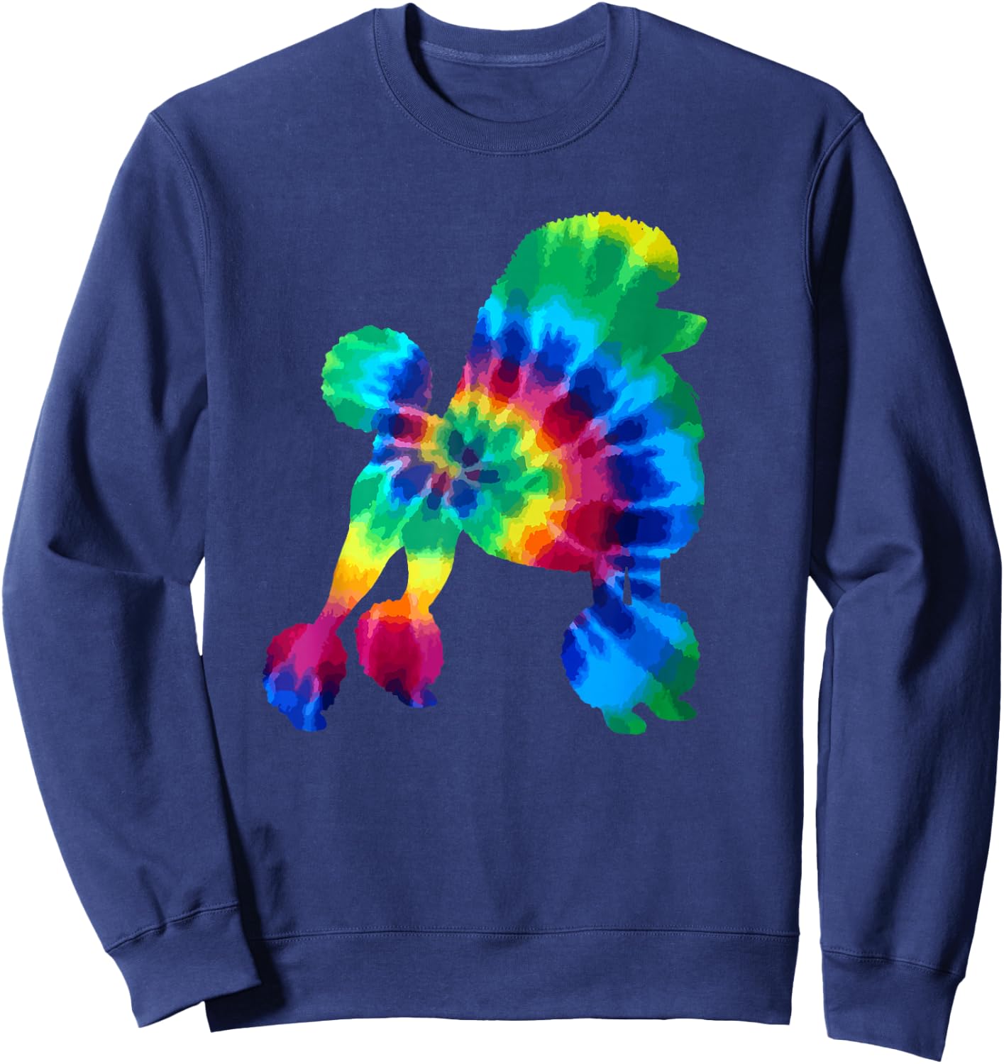 Poodle Tie Dye Vintage Hippie Dog Sweatshirt - Sweatshirt | Navy