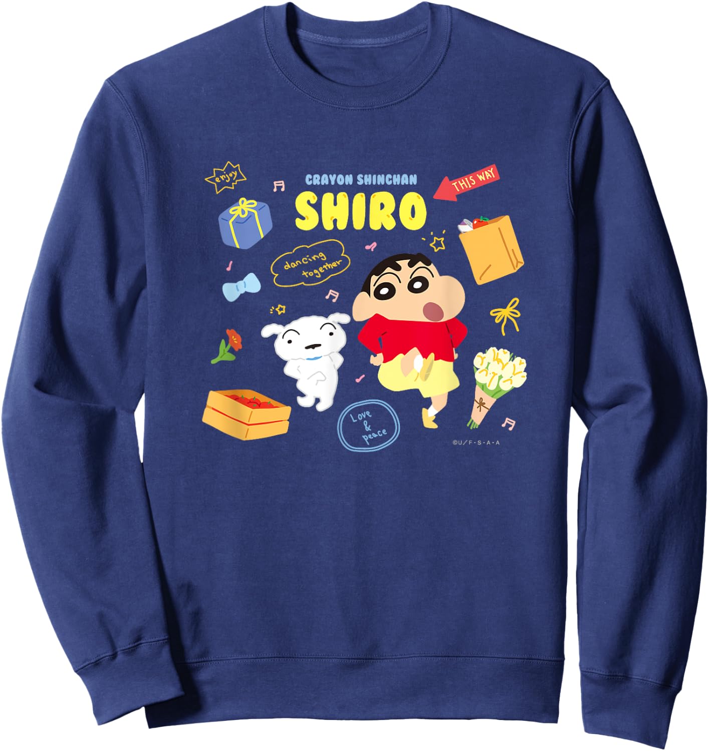Crayon Shin-chan happy!Shiro Dance together Sweatshirt - Sweatshirt | Navy