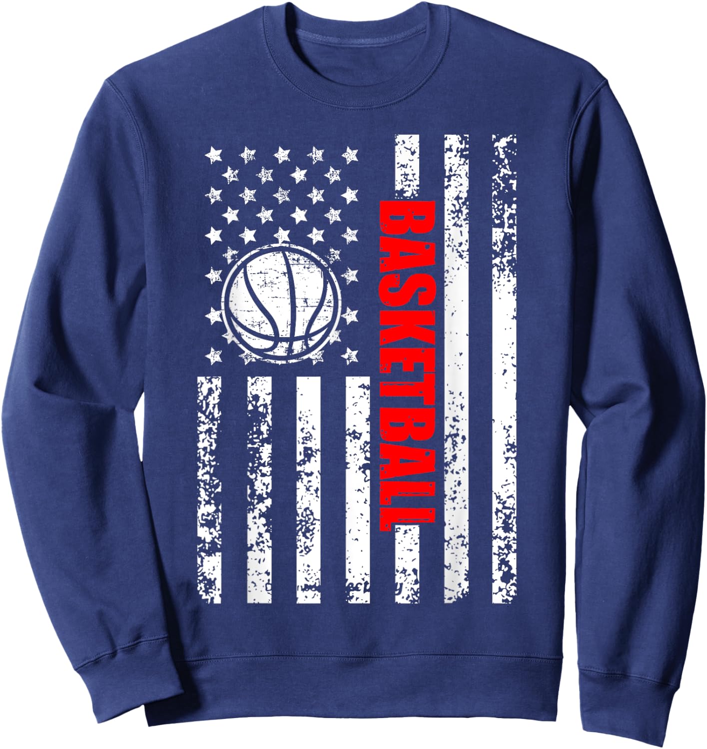 Patriotic US American Flag Basketball Sweatshirt - Sweatshirt | Navy