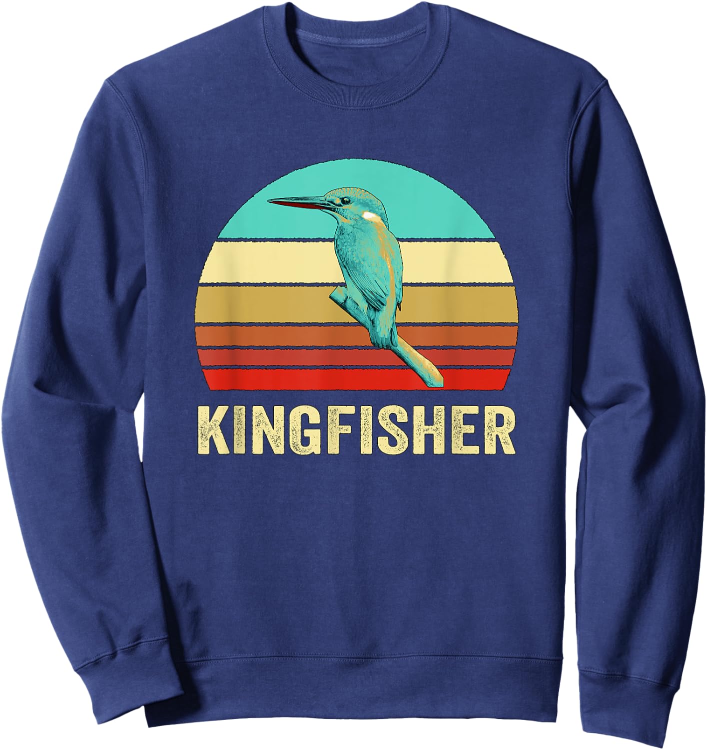 Vintage Retro Style Sunset Kingfisher Sweatshirt - Sweatshirt | Navy