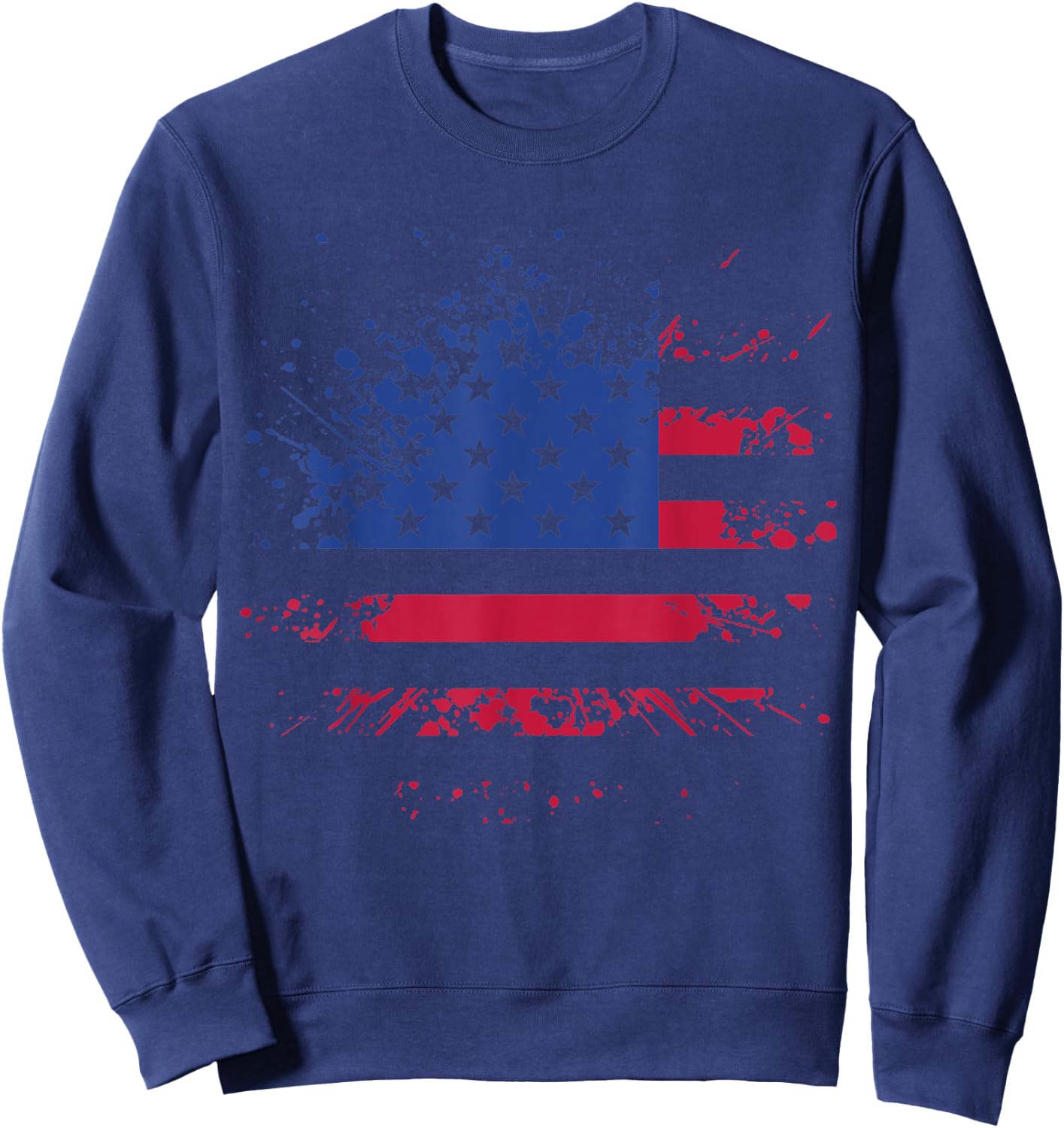 Abstract Patriotic American Flag Grunge Splatter Graphic Women Kids Men Sweatshirt - Sweatshirt | Navy
