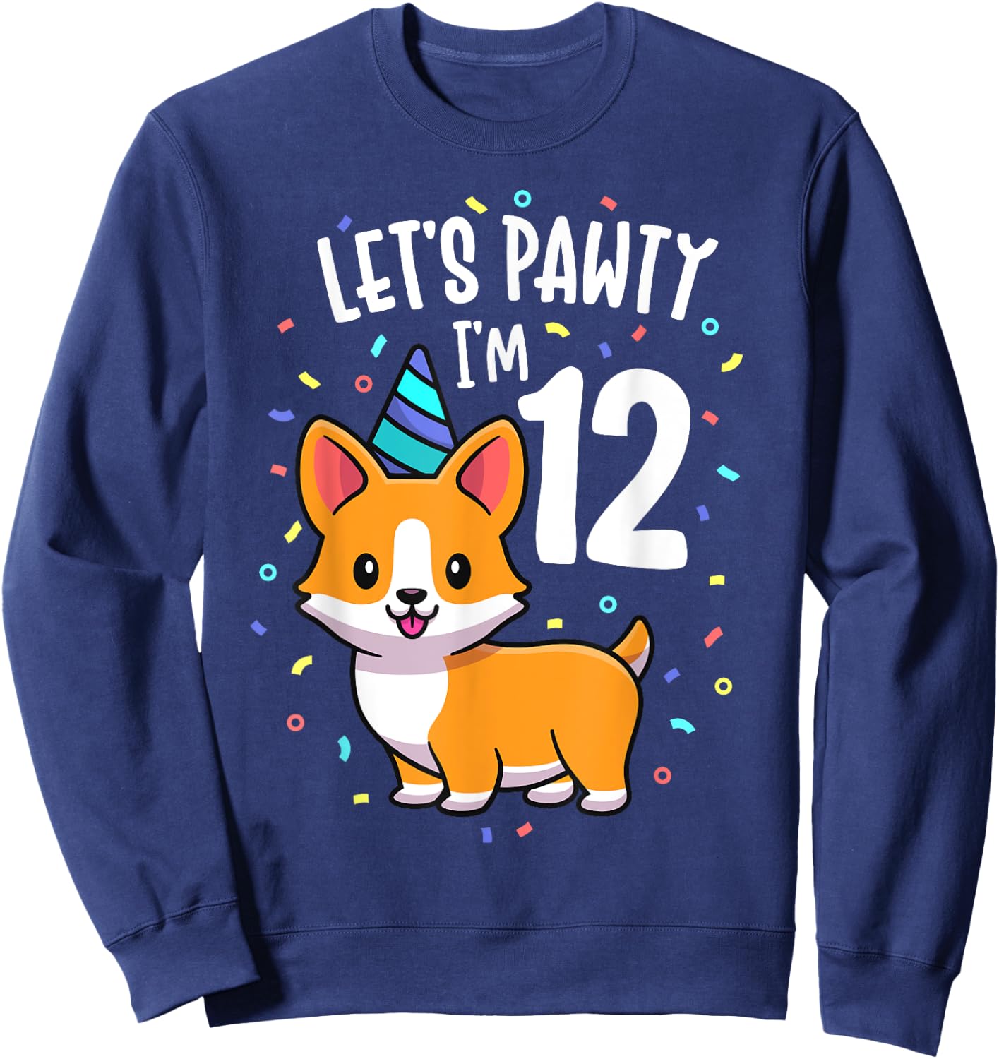 12 Years Old Corgi Dog Lover 12th Birthday Party Outfit Kid Sweatshirt - Sweatshirt | Navy