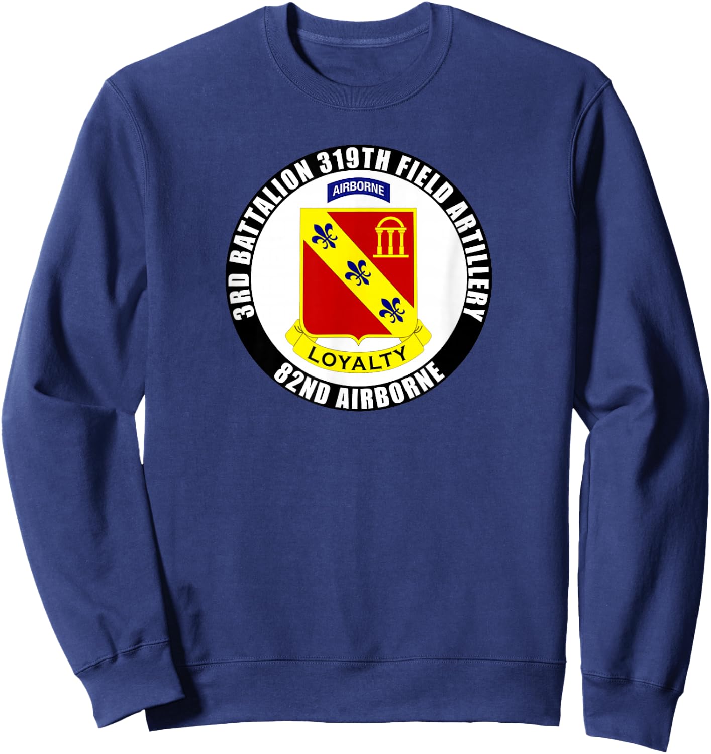 SoldierTees 3rd Battalion 319th Field Artillery 82nd Airborne Division -Adults Black Classic Fit Short Sleeve Sweatshirt - Sweatshirt | Navy