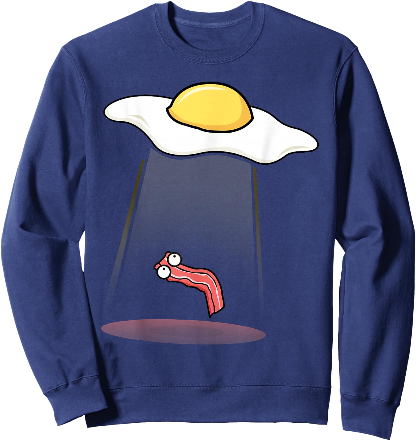 Bacon Kidnapping Bacon Funny Alien UFO Breakfast Galaxy Sweatshirt - Sweatshirt | Navy