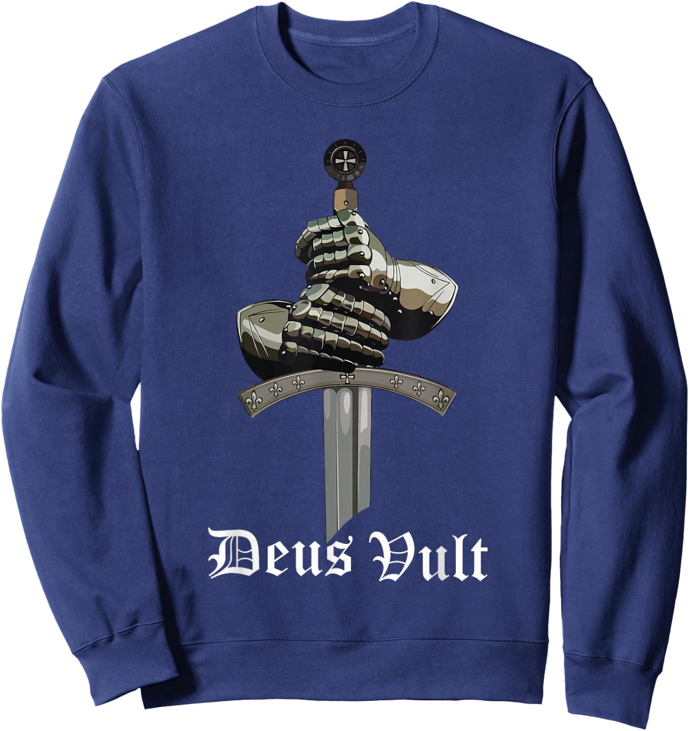 Deus Vult - Catholic Crusader Templar Knight - Sword & Armor Sweatshirt - Sweatshirt | Navy