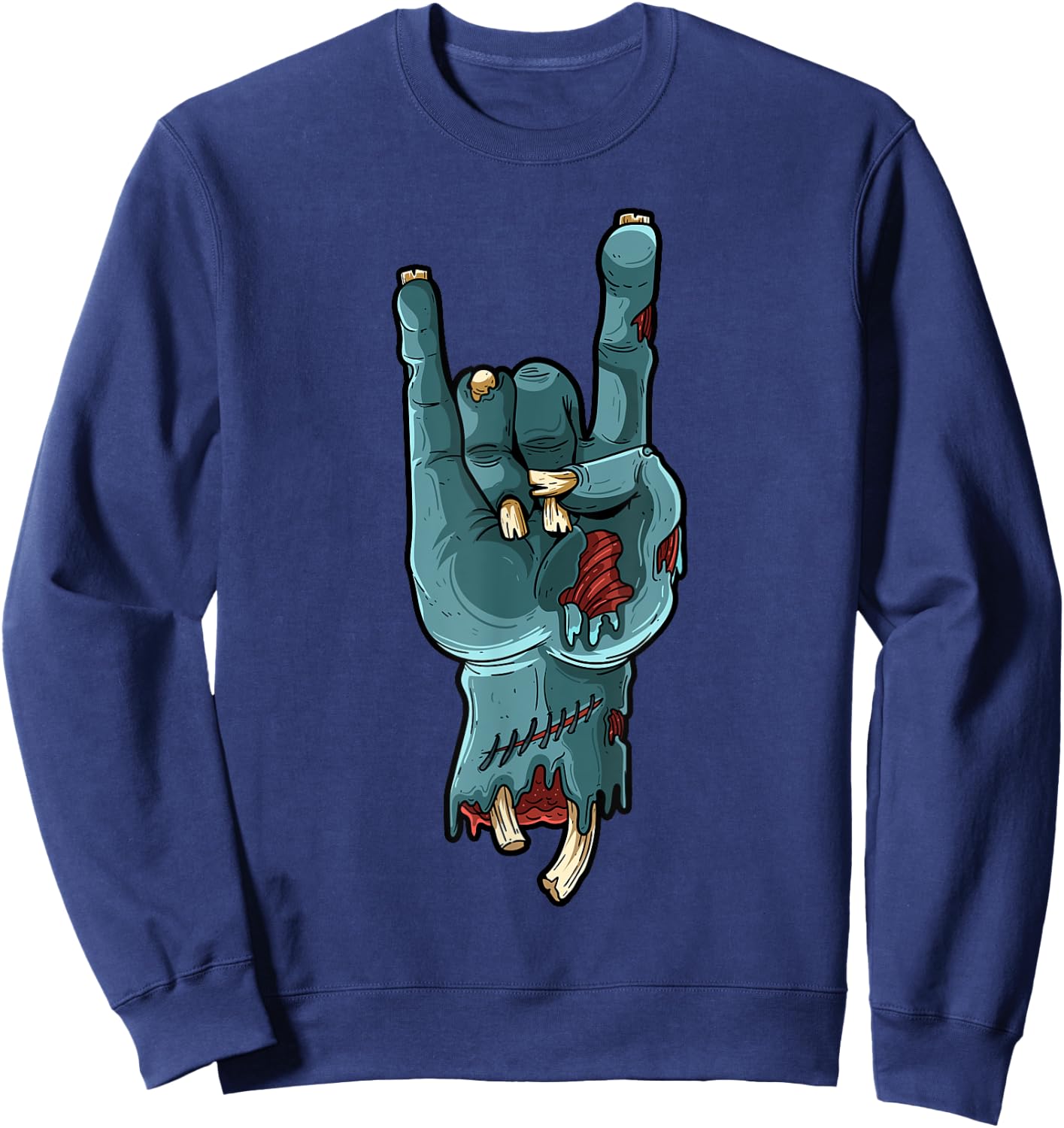 Zombie Hand Funny Halloween Rocker Rock Easy Cosplay Costume Sweatshirt - Sweatshirt | Navy