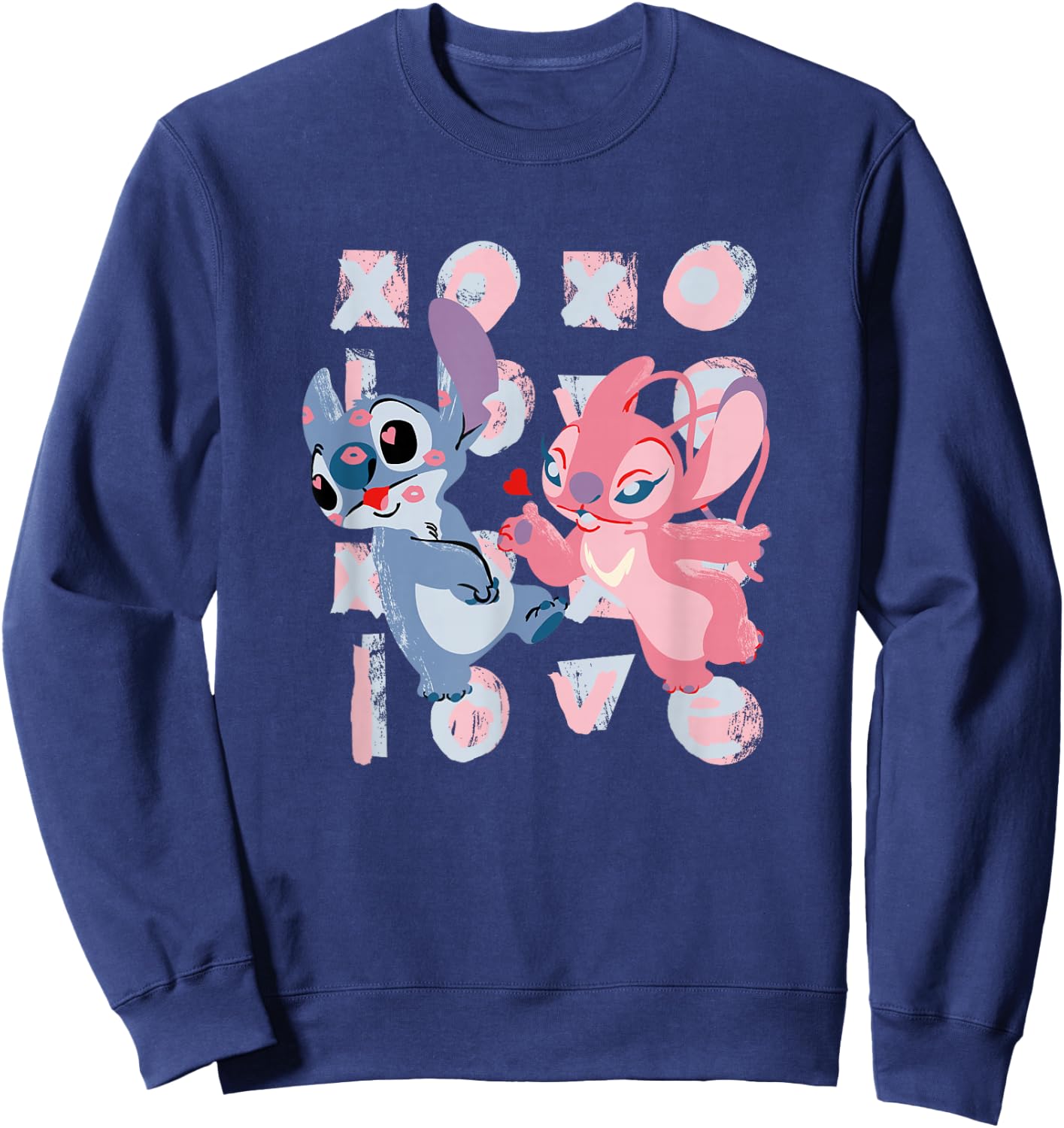 Disney Lilo & Stitch Valentine's Day XOXO Stitch & Angel Sweatshirt - Sweatshirt | Navy