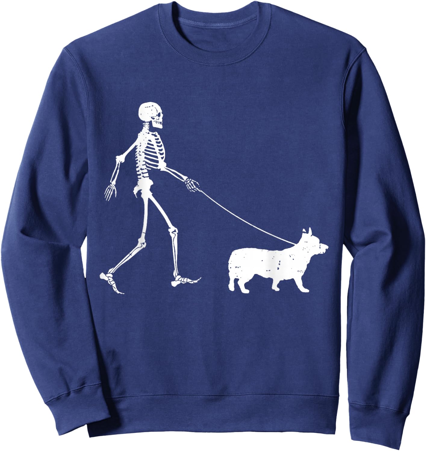 Welsh Corgi Halloween Skeleton, Funny Halloween Sweatshirt - Sweatshirt | Navy