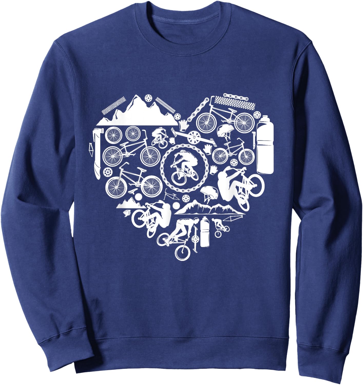 BMX Bicycle heart love Racing Stunt bike biker kids boy men Sweatshirt - Sweatshirt | Navy
