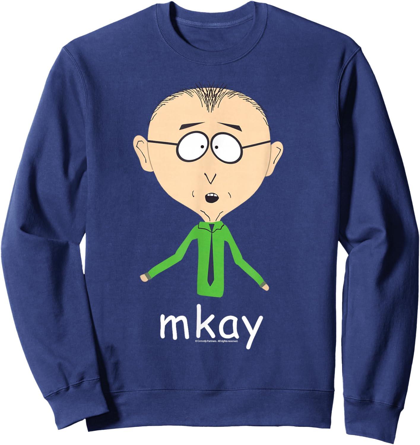 South Park Mr. Mackey Mkay Black - Classic Fit, , Adult, Short Sleeve Sweatshirt - Sweatshirt | Navy