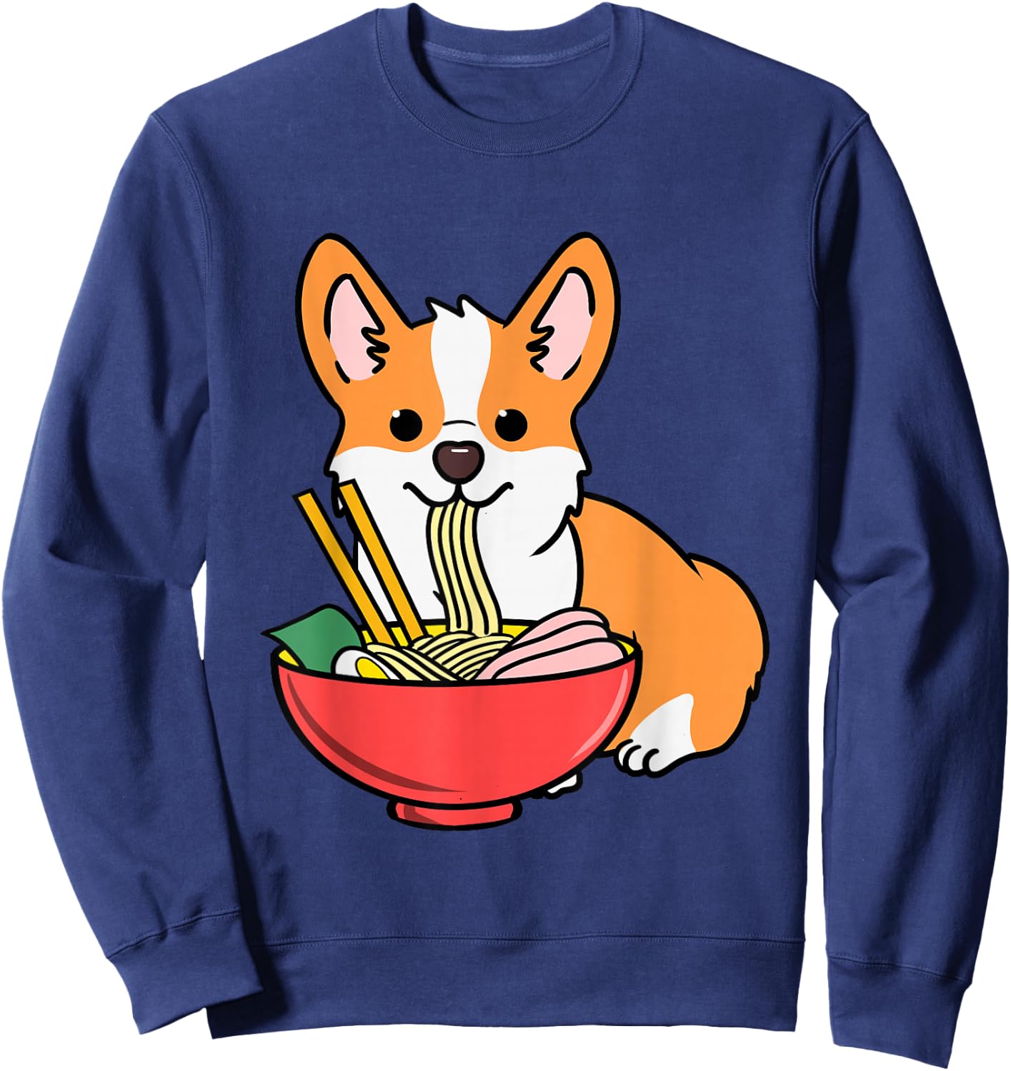Corgi Eating Ramen Sweatshirt - Sweatshirt | Navy