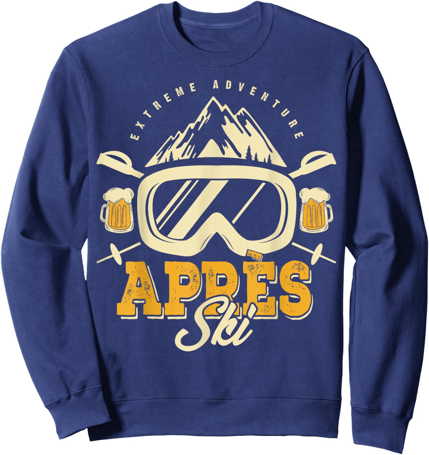 Apres Ski Party Outfit, Beer & Drinks After Skiing,Mountains Sweatshirt - Sweatshirt | Navy