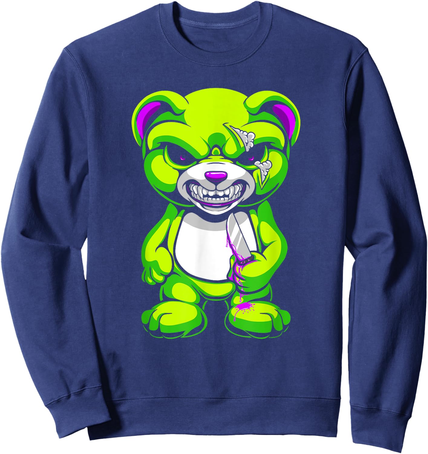 Pastel Goth Teddy Bear Shirt Halloween Bear Horror Sweatshirt - Sweatshirt | Navy