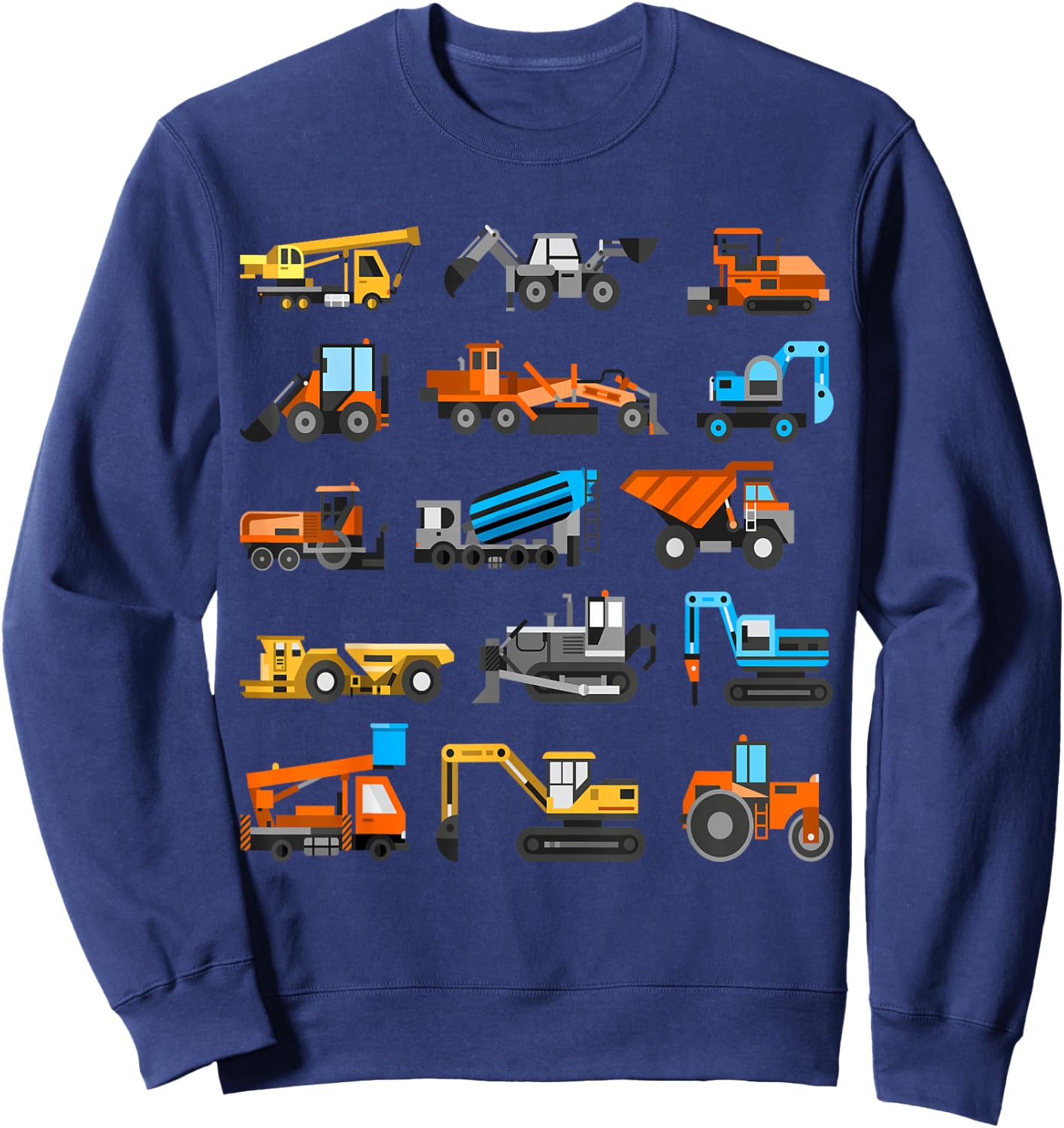 Kids Cute Construction Vehicles Excavator Boys Toddlers Sweatshirt - Sweatshirt | Navy