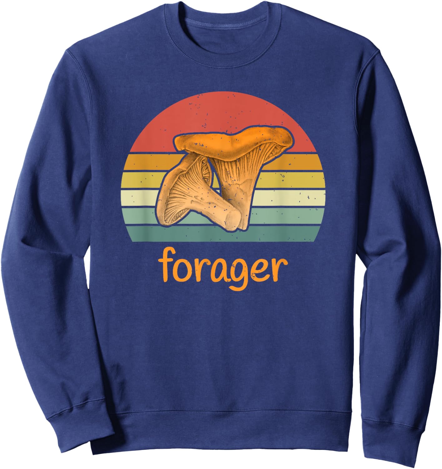 Chanterelle Forager - Vintage style Wild Mushroom Sweatshirt - Sweatshirt | Navy
