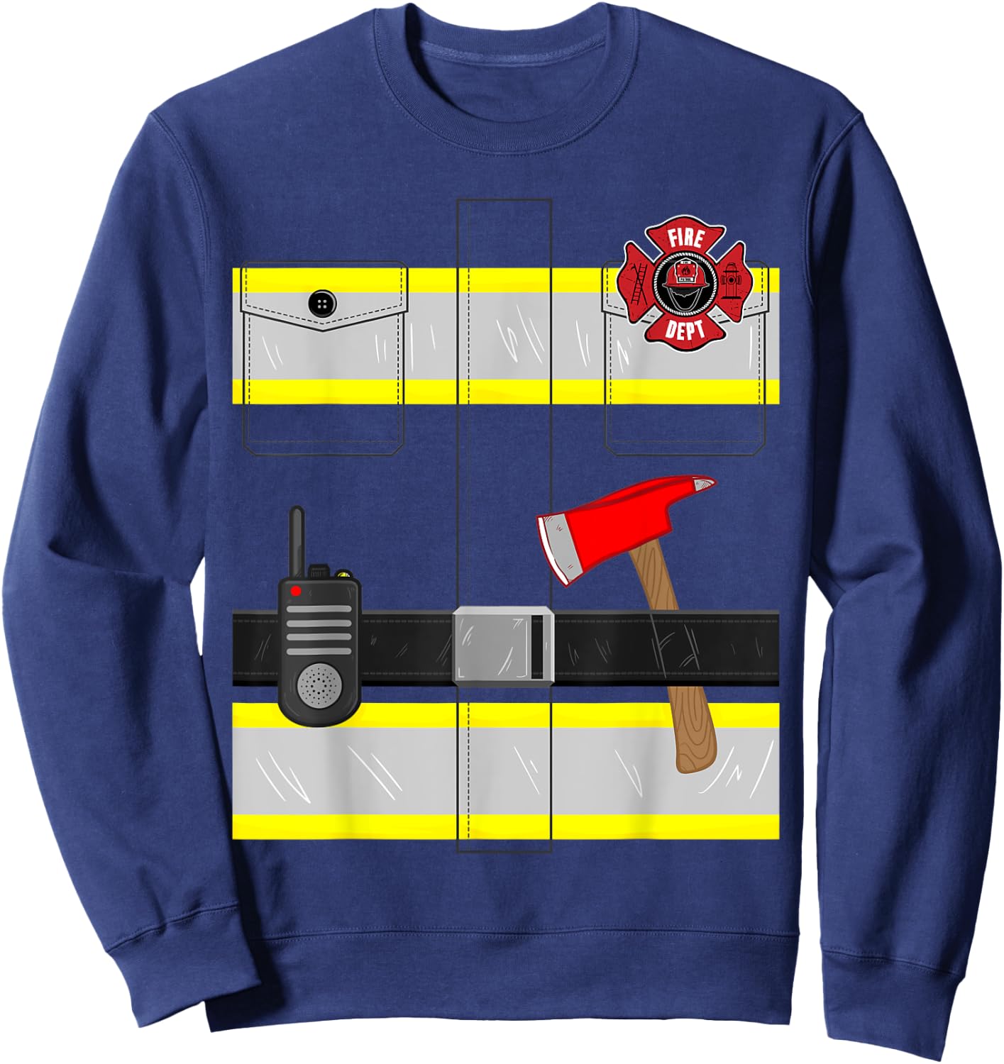 Kids Fireman Costume Gift Firefighter Costume Halloween Sweatshirt - Sweatshirt | Navy