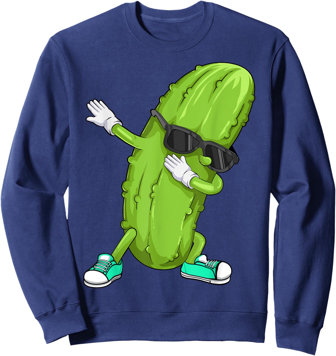 Funny Dabbing Pickle Gift | Cute Dancing Cucumber Men Women Sweatshirt - Sweatshirt | Navy
