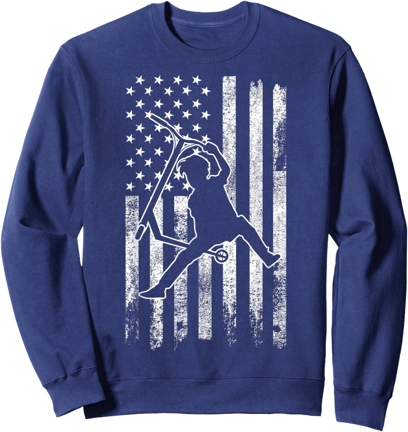Scooter Stunt US Flag Retro Scooter Boys Kids Sweatshirt - Sweatshirt | Navy