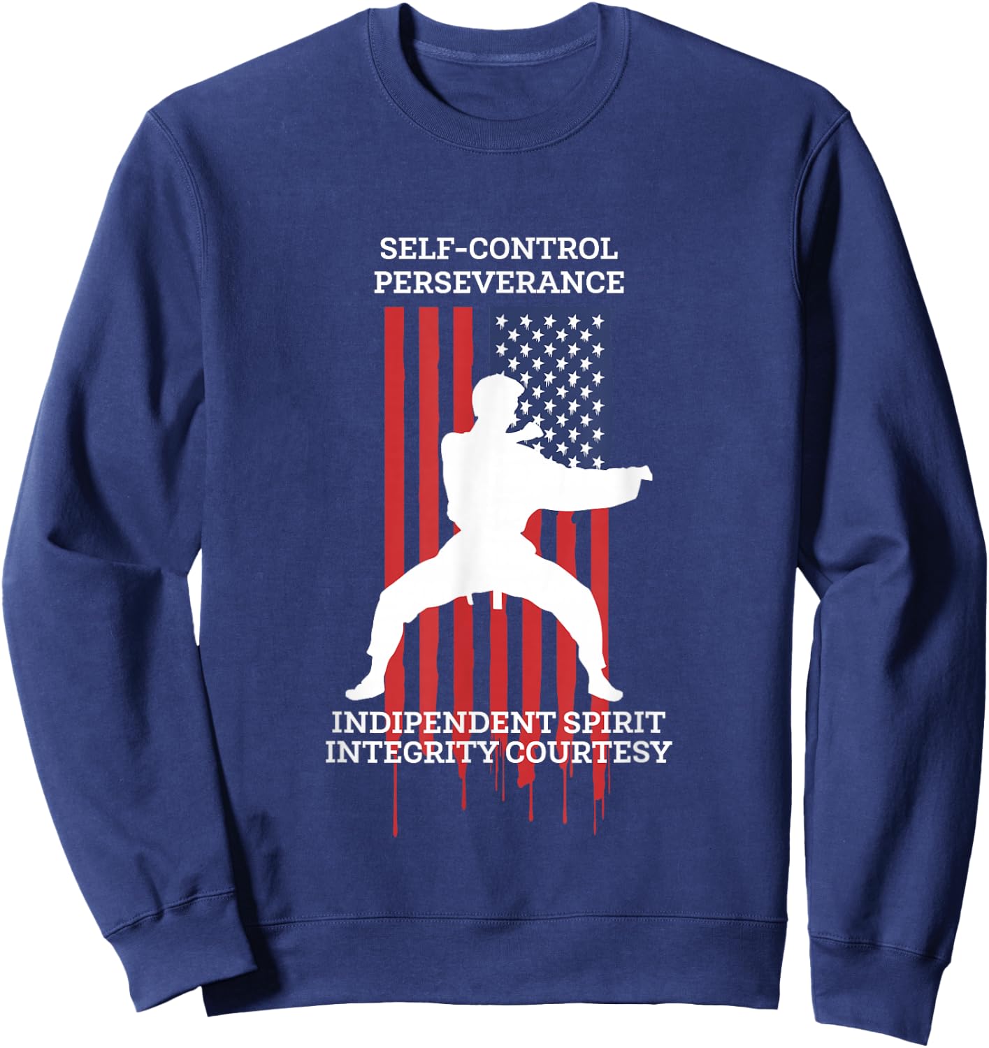 Taekwondo Tae Kwon Do Fighter USA Flag Sweatshirt - Sweatshirt | Navy