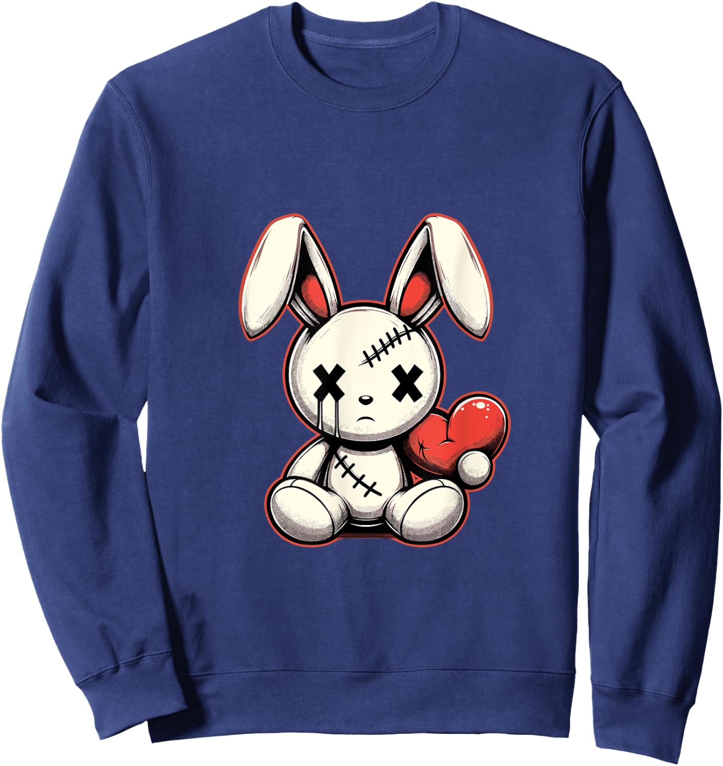 Heartfelt Voodoo Bunny Stitched Rabbit Gothic Sweatshirt - Sweatshirt | Navy