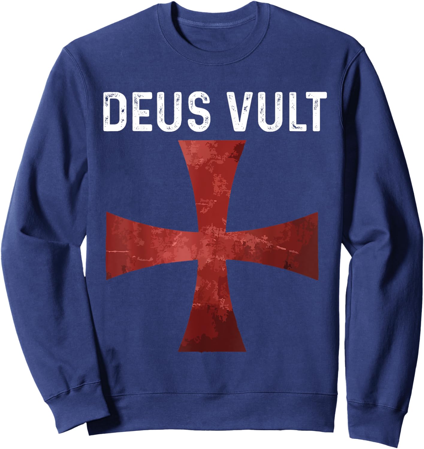 Deus Vult - Catholic Crusader Templar Knight - Scarlet Cross Sweatshirt - Sweatshirt | Navy
