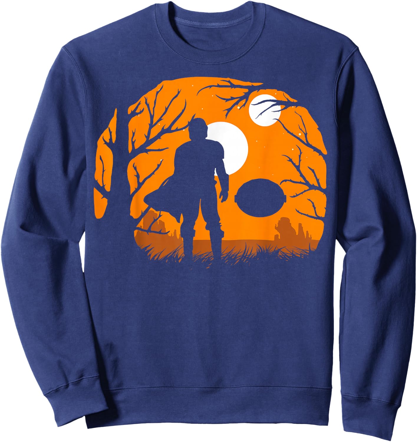 Star Wars The Mandalorian Halloween Moons Silhouette Sweatshirt - Sweatshirt | Navy