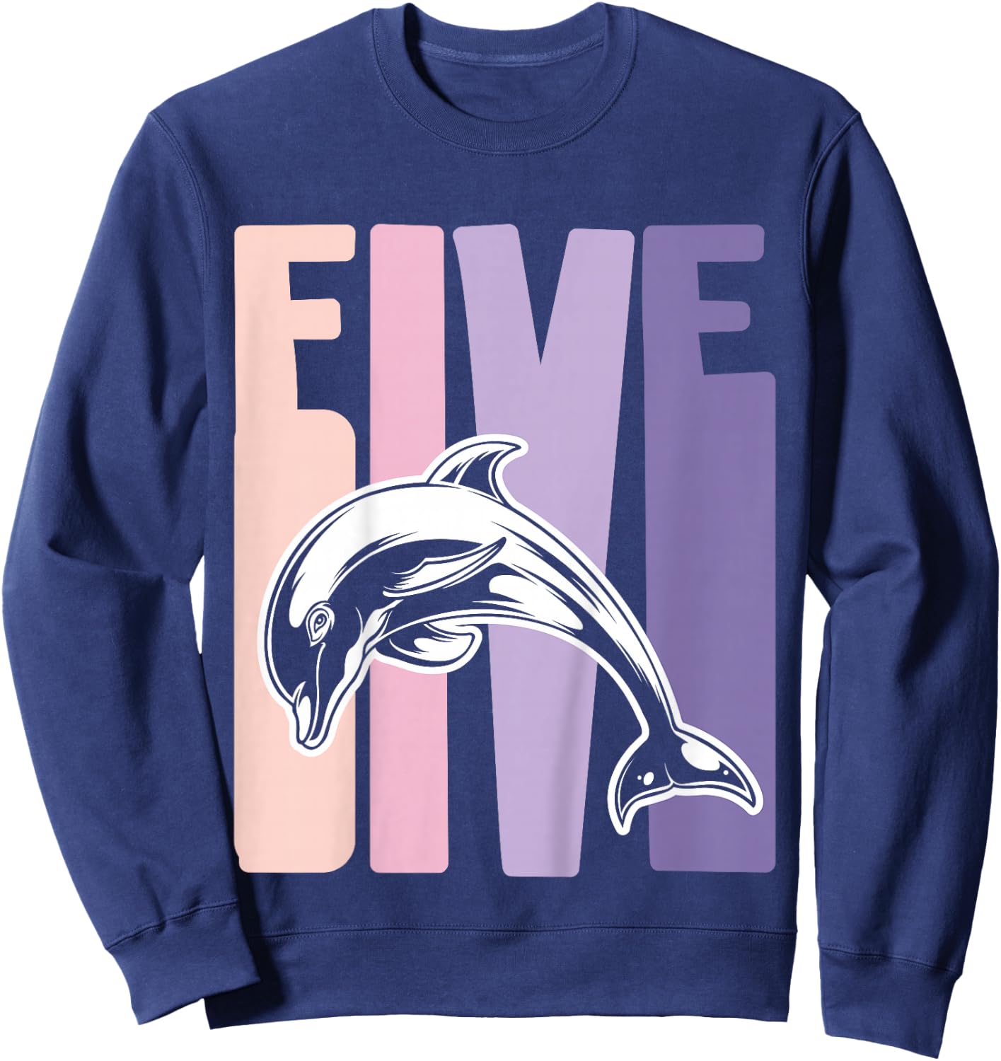5th Birthday Gift Dolphin Fan 5 Years old Girl Sweatshirt - Sweatshirt | Navy