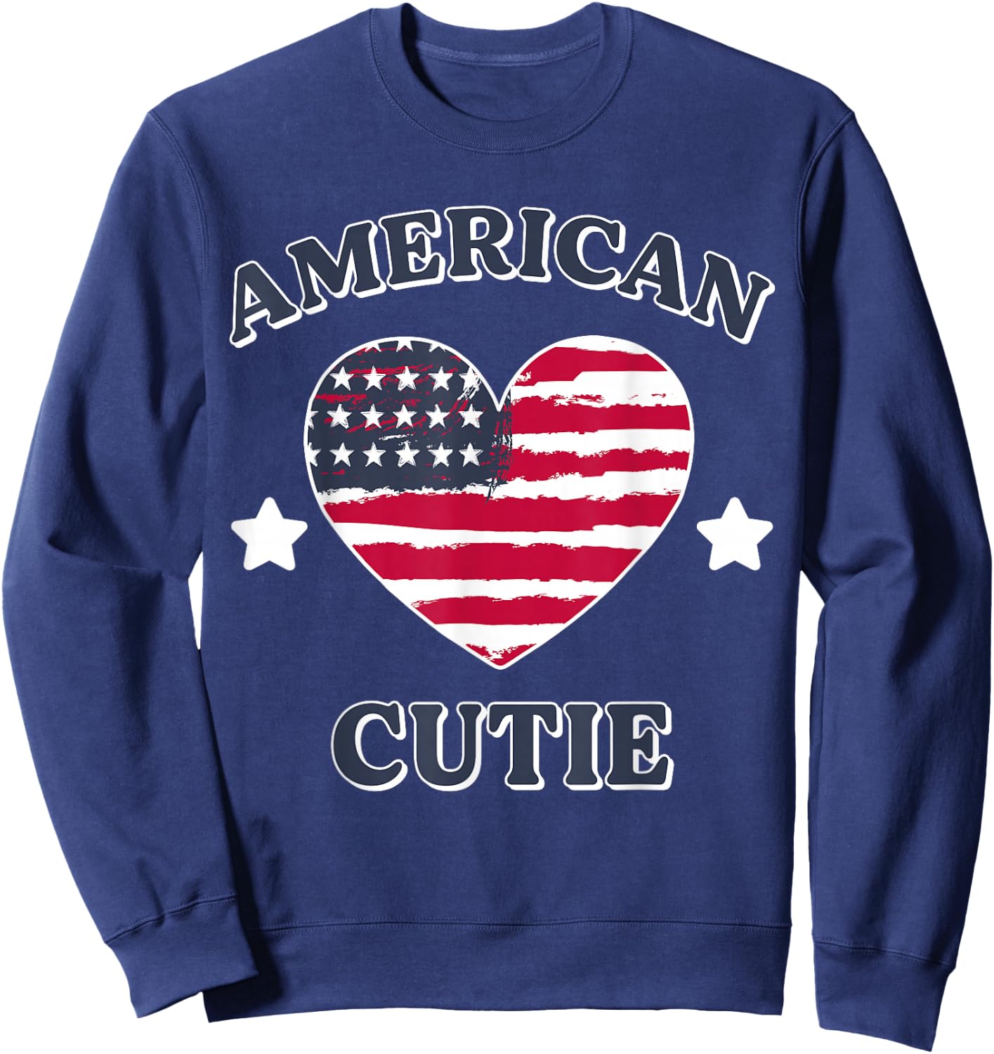 Girl American Cutie USA Flag Heart 4th July Patriot Toddler Sweatshirt - Sweatshirt | Navy