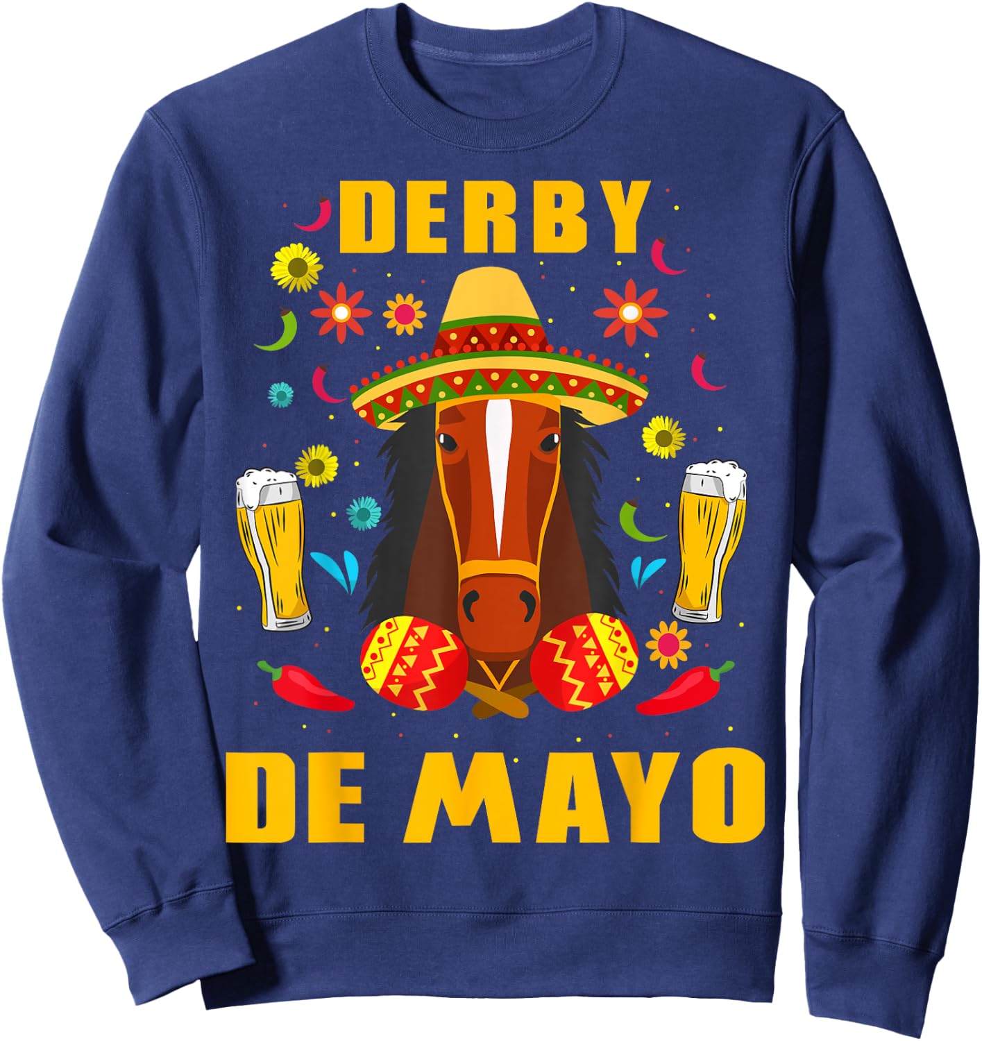 Derby De Mayo Party Lets Fiesta Horse Race Sweatshirt - Sweatshirt | Navy