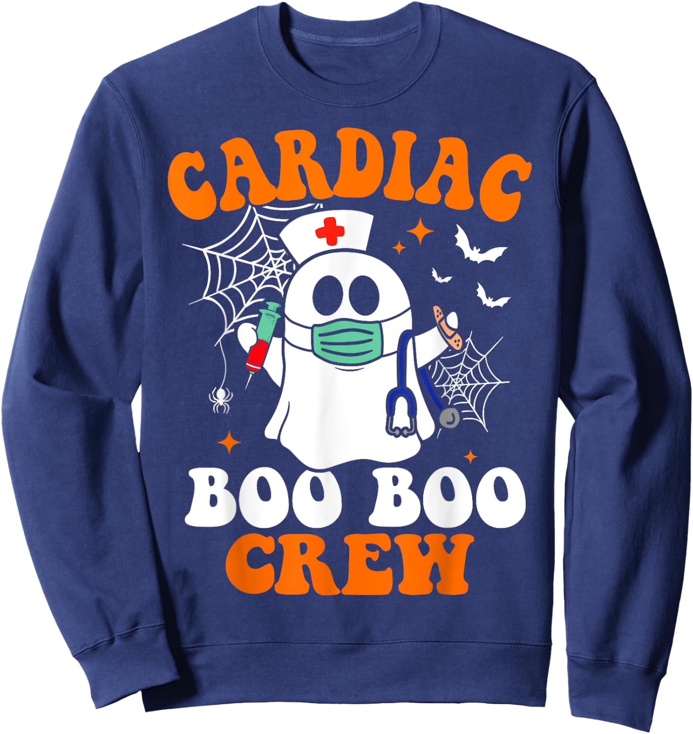 Cardiac Boo Crew Cardiology Nurse Halloween Sweatshirt - Sweatshirt | Navy