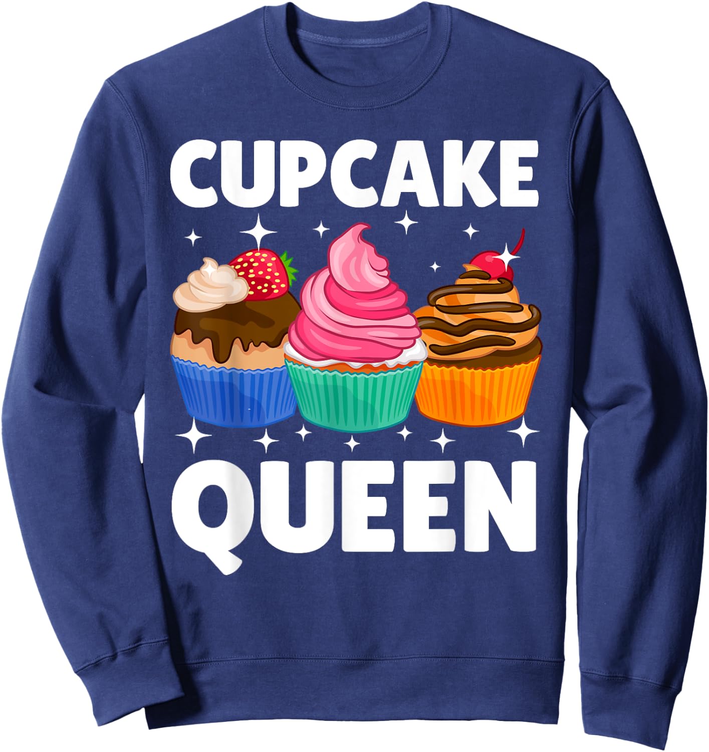 Funny Cupcake Queen Design Girls Cupcake Lovers Sweatshirt - Sweatshirt | Navy