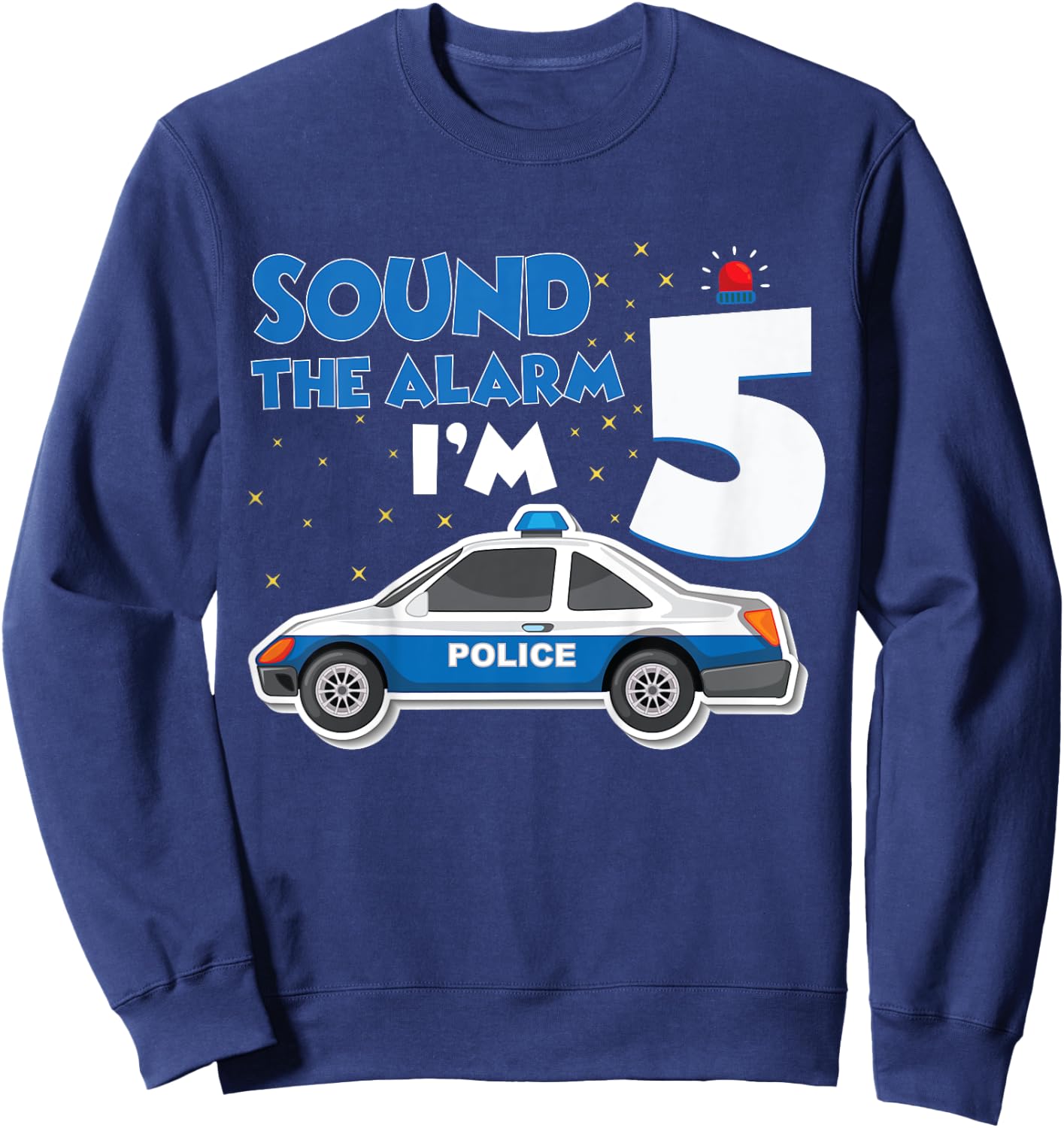 Kids Police Car 5th Birthday Boy 5 Cop Policeman Officer Five Sweatshirt - Sweatshirt | Navy