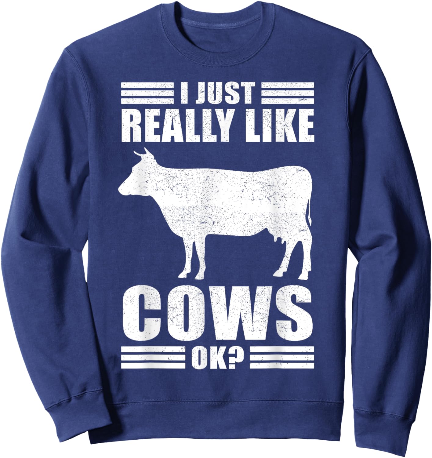 Funny Cow Design Women Boys Girls Farmer Cow Lover Sweatshirt - Sweatshirt | Navy