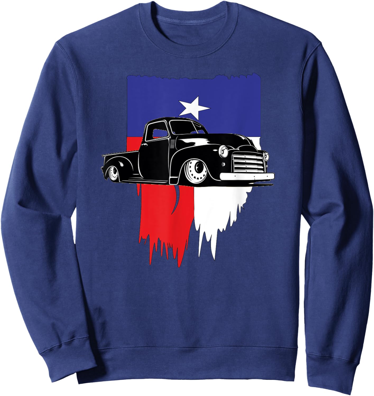 Vintage Hot Rod Truck American Flag. Texas Lowrider Sweatshirt - Sweatshirt | Navy