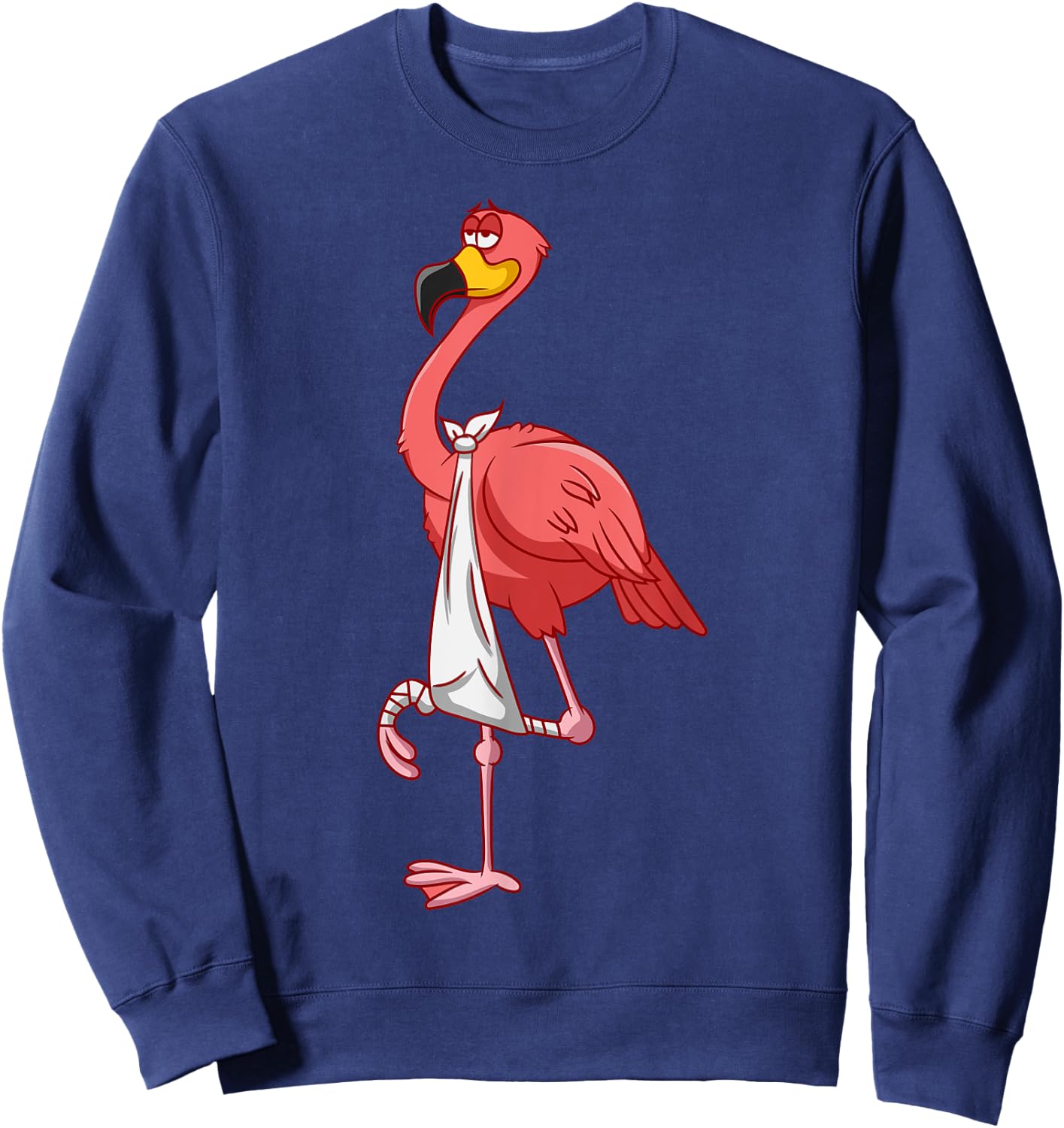 Cool Broken Leg Flamingo | Funny Fractured Shorebird Gift Sweatshirt - Sweatshirt | Navy